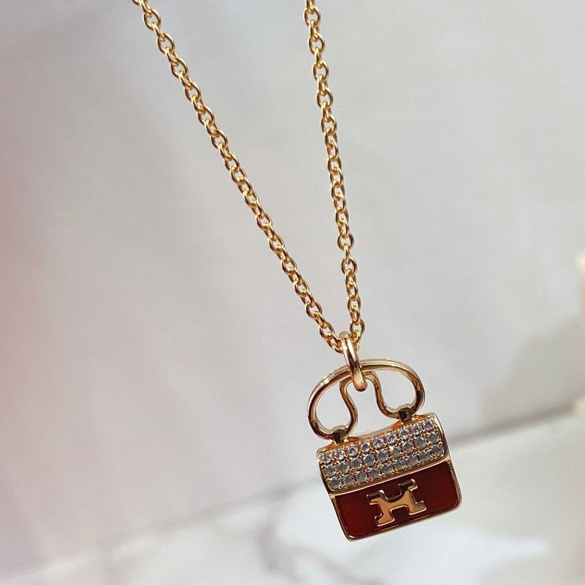 [Valéa jewellery]CONSTANCE RED PEDANT PINK GOLD NECKLACE