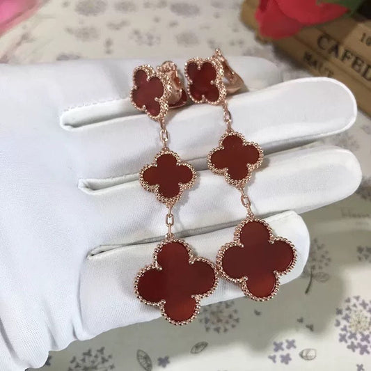 [valéa jewellery]CLOVER 3 MOTIF CARNELIAN DROP EARRINGS