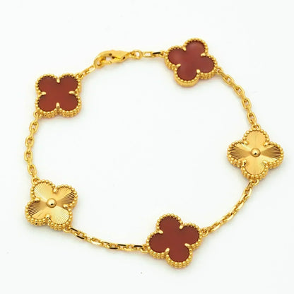 [Valéa jewellery]CLOVER  5 MOTIFS CARNELIAN GOLD BRACELET