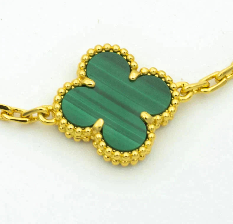 [Valéa jewellery]CLOVER  5 MOTIF MALACHITE DIAMOND BRACELET