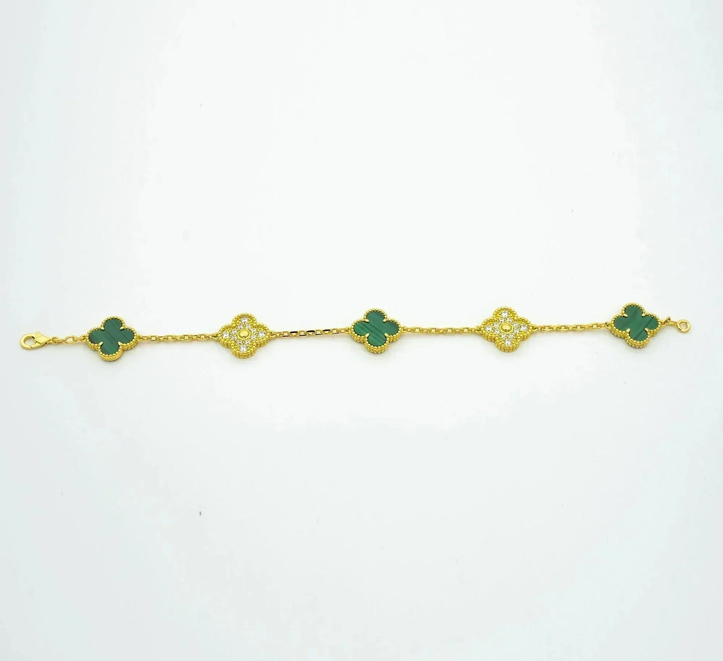 [Valéa jewellery]CLOVER  5 MOTIF MALACHITE DIAMOND BRACELET