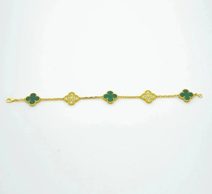 [Valéa jewellery]CLOVER  5 MOTIF MALACHITE DIAMOND BRACELET