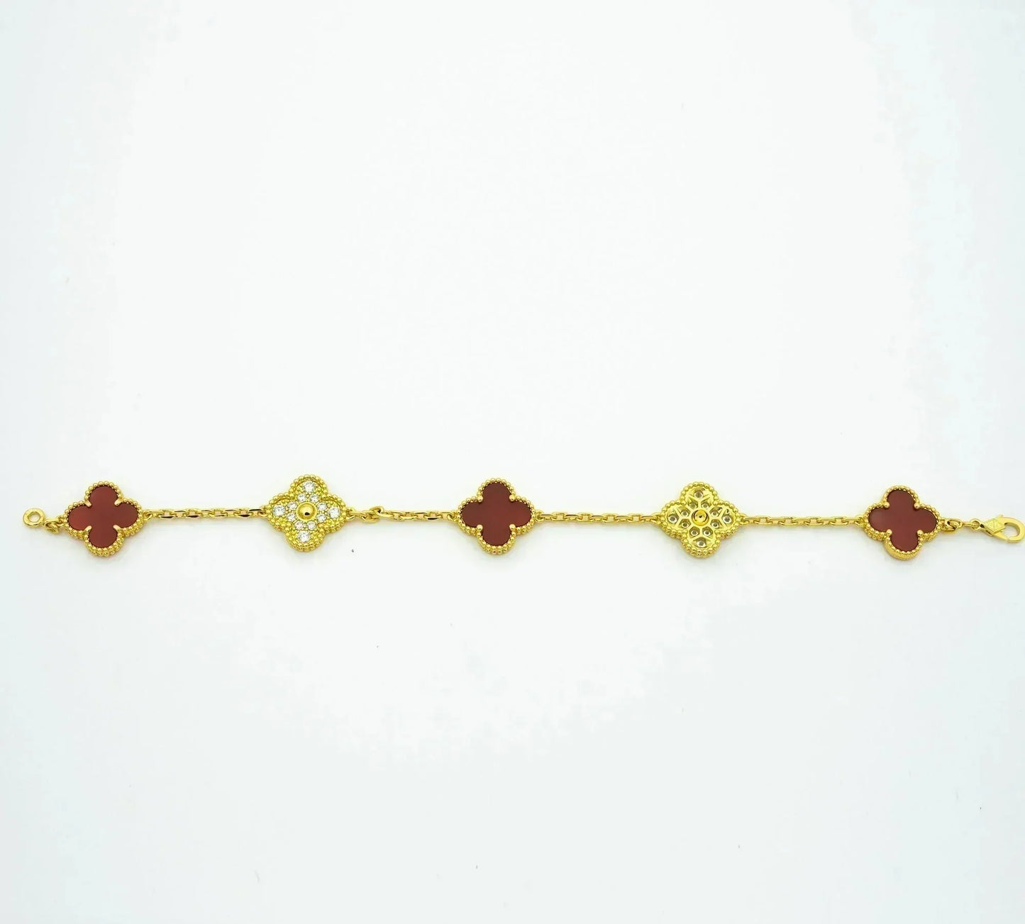 [Valéa jewellery]CLOVER 5 MOTIFS CARNELIAN DIAMOND BRACELET