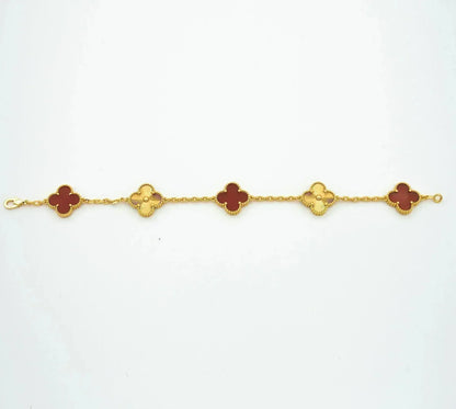 [Valéa jewellery]CLOVER  5 MOTIFS CARNELIAN GOLD BRACELET