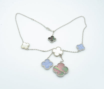 [Valéa jewellery]CLOVER MOP CHALCEDONY NECKLACE SILVER 6 MOTIF