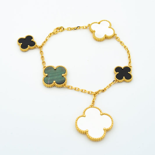 [Valéa jewellery]CLOVER BRACELET 5 MOTIFS ONYX MOP