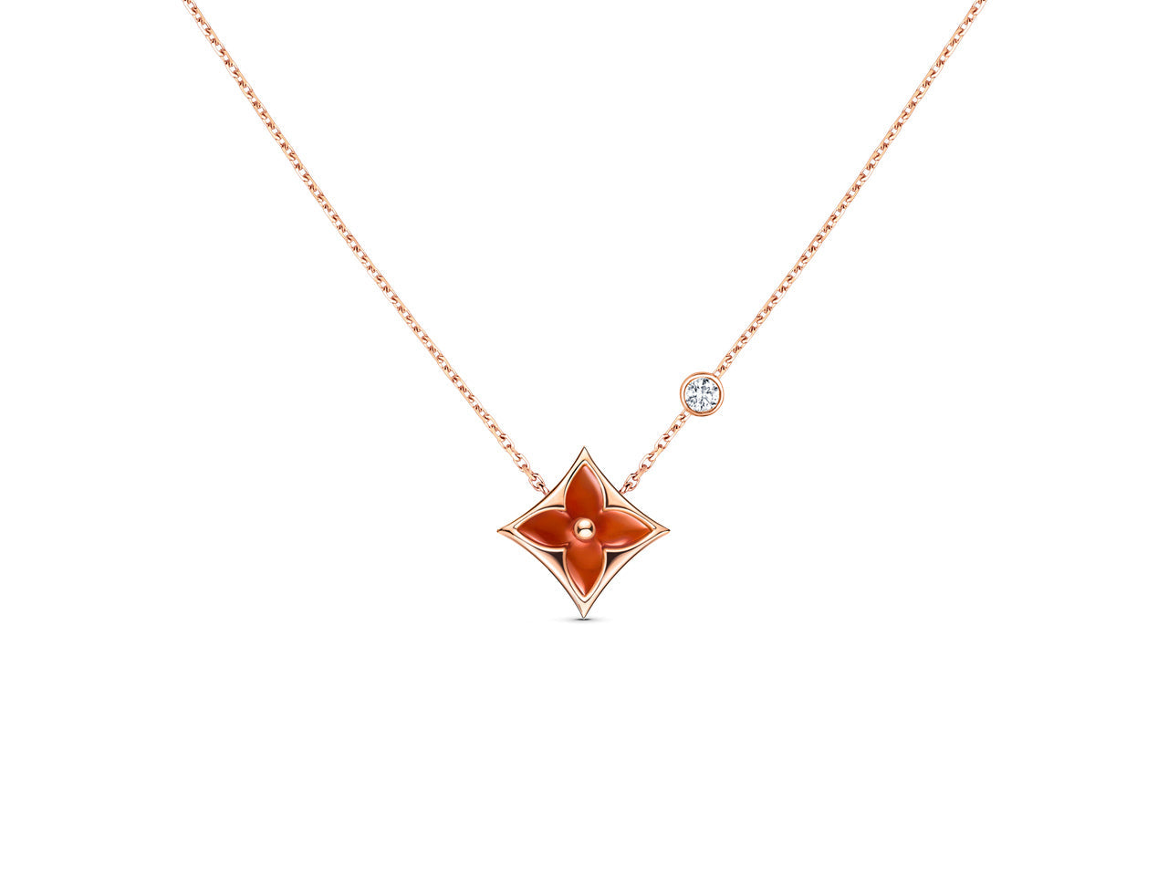 [valéa jewellery]STAR NECKLACE PINK GOLD 1 DIAMOND