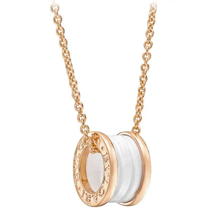 [valéa jewellery]ZERO 1 WHITE CERAMIC PINK GOLD DIAMOND NECKLACE