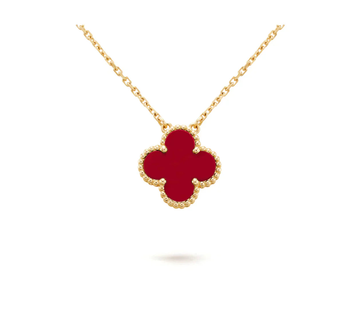 [Valéa jewellery]CLOVER 15MM CARNELIAN SINGLE FLOWER NECKLACE