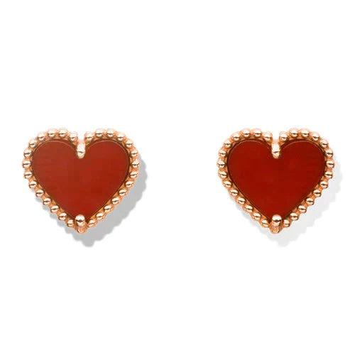 [Valéa jewellery]HEART CARNELIAN STUD EARRINGS