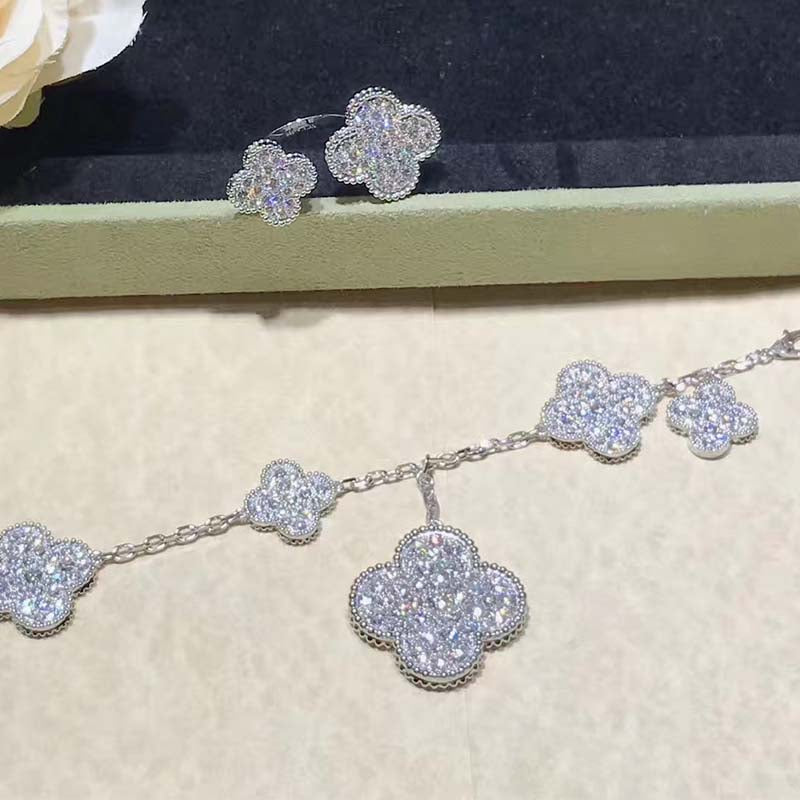 [Valéa jewellery]CLOVER 6 MOTIFS SILVER DIAMOND BRACELET