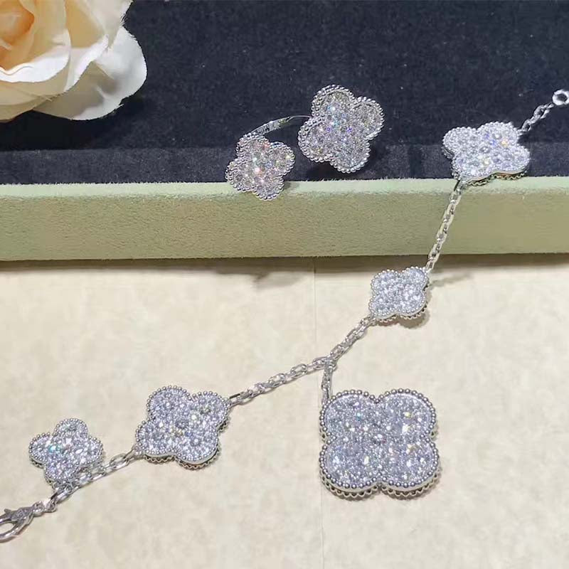 [Valéa jewellery]CLOVER 6 MOTIFS SILVER DIAMOND BRACELET