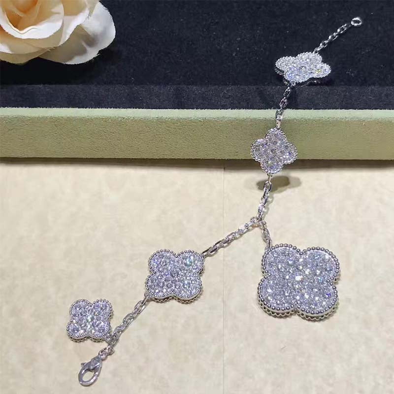 [Valéa jewellery]CLOVER 6 MOTIFS SILVER DIAMOND BRACELET