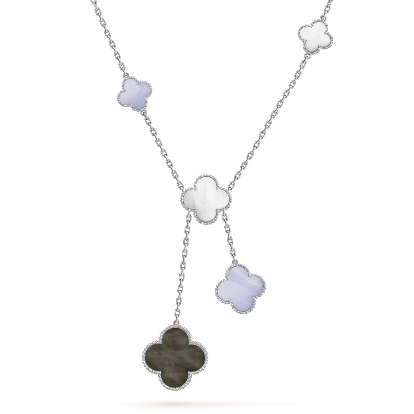 [Valéa jewellery]CLOVER MOP CHALCEDONY NECKLACE SILVER 6 MOTIF