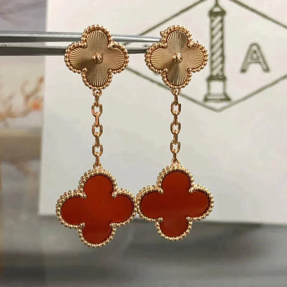 [Valéa jewellery]CLOVER 2 MOTIF  LASER CARNELIAN EARRINGS