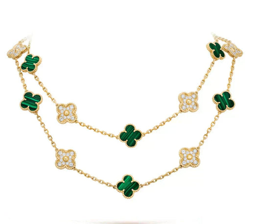 [Valéa jewellery]CLOVER 20 MOTIFS MALACHITE DIAMOND NECKLACE