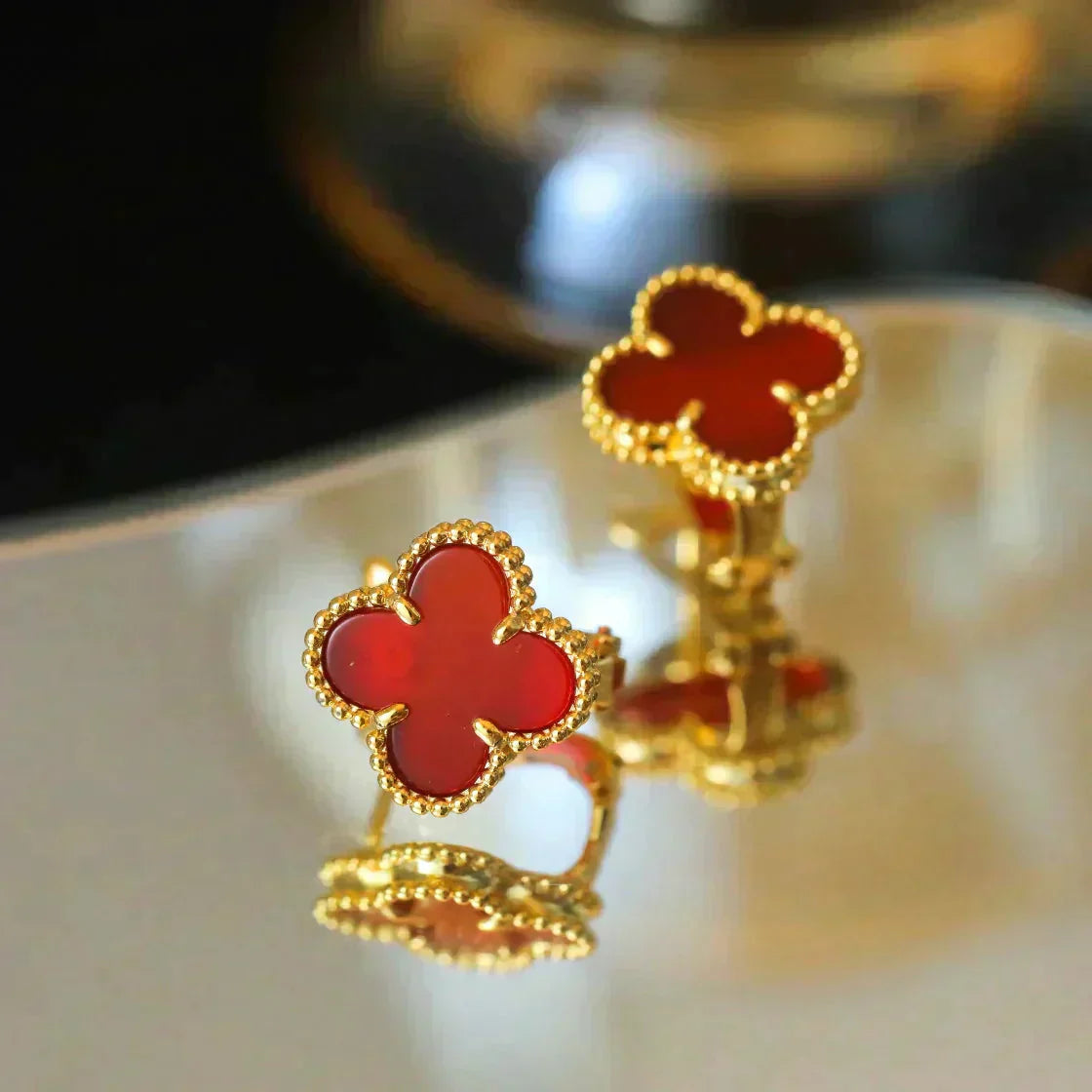 [Valéa jewellery]CLOVER MEDIUM 1 MOTIFS CARNELIAN  EARRINGS