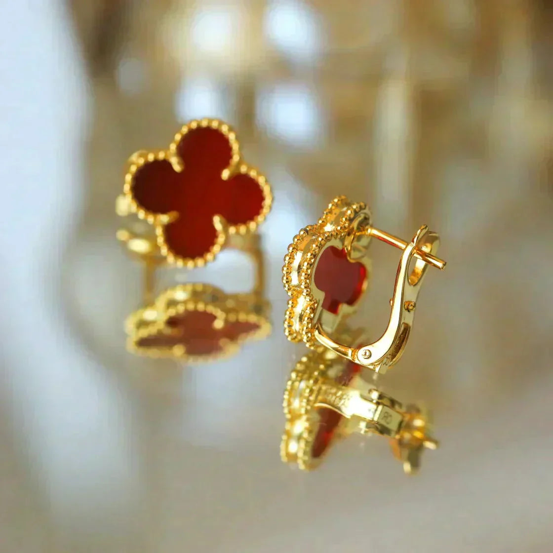 [Valéa jewellery]CLOVER MEDIUM 1 MOTIFS CARNELIAN  EARRINGS