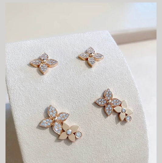 [valéa jewellery]STAR BLOSSOM STUD EARRINGS PINK GOLD DIAMONDS