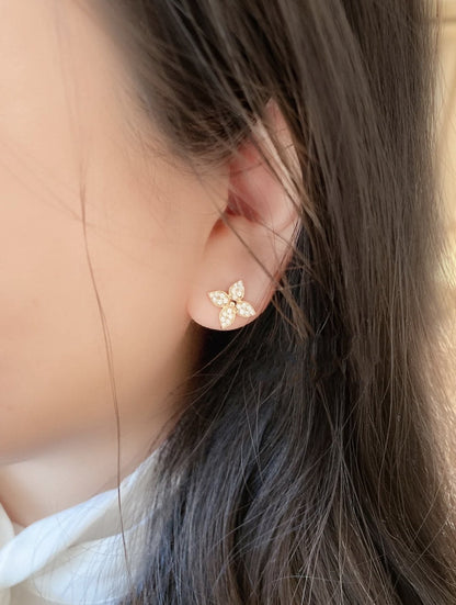 [valéa jewellery]STAR BLOSSOM STUD EARRINGS PINK GOLD DIAMONDS