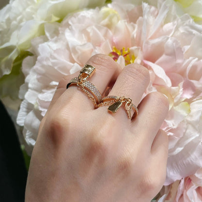 [Valéa jewellery]HM KELLY CLOCHETTE DOUBLE RING IN ROSE GOLD WITH DIAMONDS