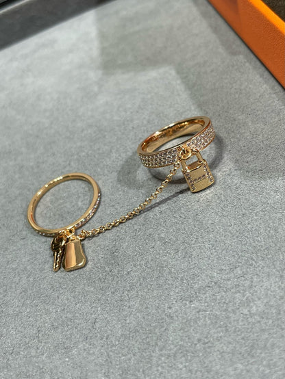 [Valéa jewellery]HM KELLY CLOCHETTE DOUBLE RING IN ROSE GOLD WITH DIAMONDS