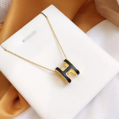 [Valéa jewellery]HM CLIC BLACK ENAMEL GOLD NECKLACE