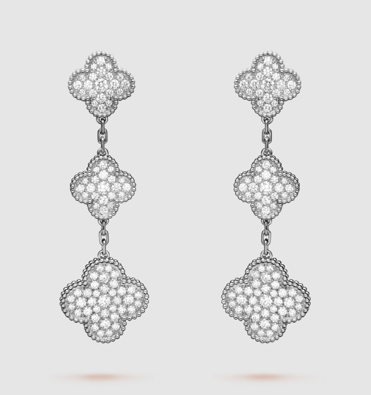 [valéa jewellery]CLOVER 3 MOTIF DIAMOND SILVER DROP EARRINGS