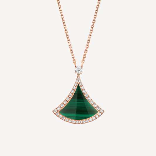 [Valéa jewellery]DREAM MALACHITE DIAMOND PAVED PINK GOLD NECKLACE