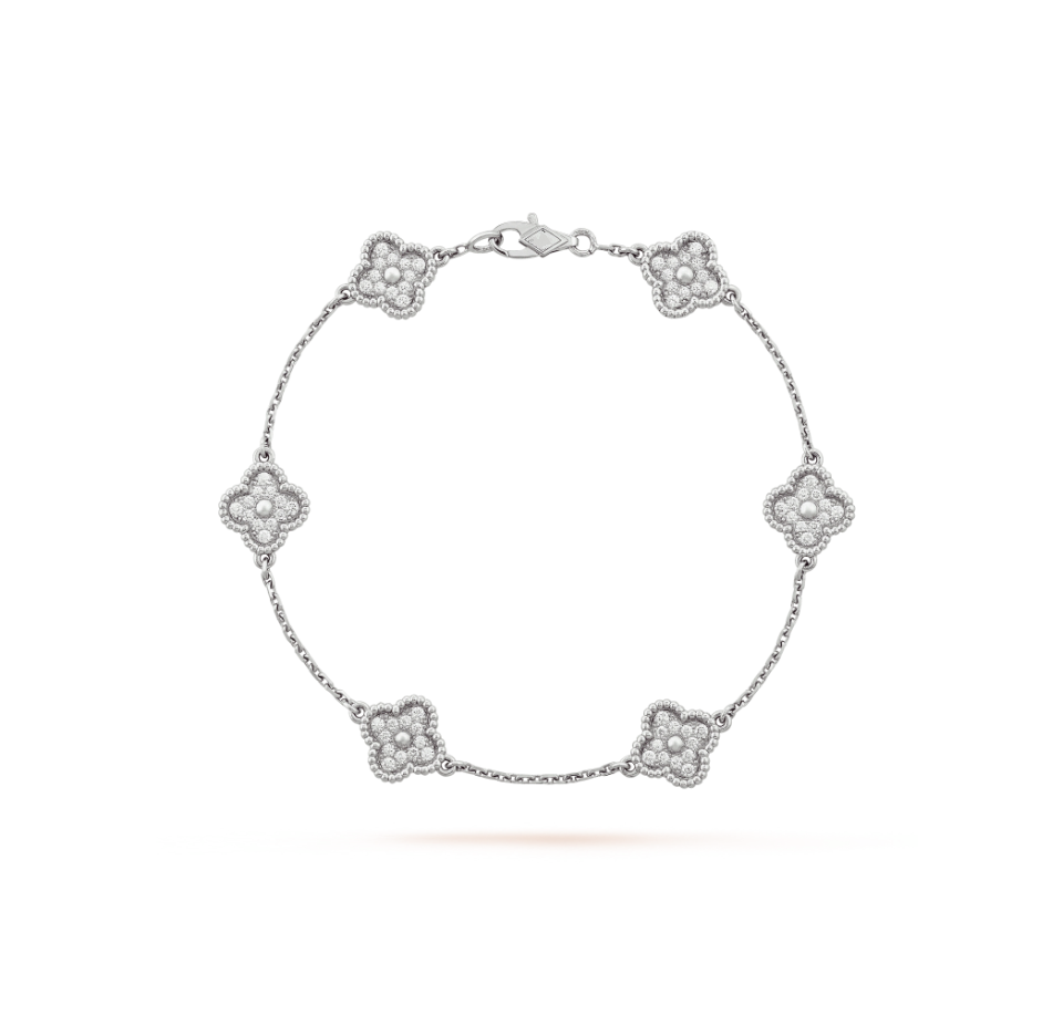 [Valéa jewellery]CLOVER 6 MOTIF SILVER DIAMOND BRACELET