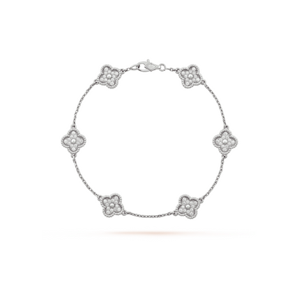 [Valéa jewellery]CLOVER 6 MOTIF SILVER DIAMOND BRACELET