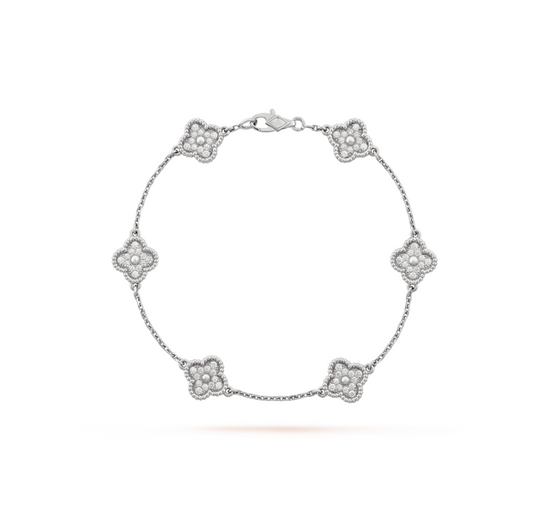 [Valéa jewellery]CLOVER 6 MOTIF SILVER DIAMOND BRACELET