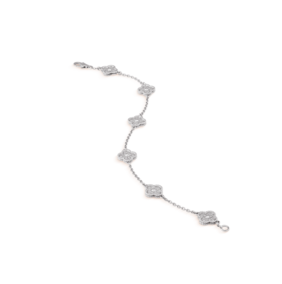 [Valéa jewellery]CLOVER 6 MOTIF SILVER DIAMOND BRACELET