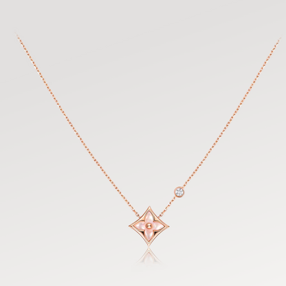 [valéa jewellery]STAR PINK MOP 1 DIAMOND PINK GOLD NECKLACE