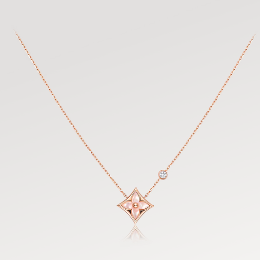 [valéa jewellery]STAR PINK MOP 1 DIAMOND PINK GOLD NECKLACE