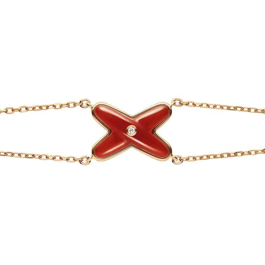 [Valéa jewellery]JEUX BRACELET CARNELIAN PINK GOLD 1 DIAMOND