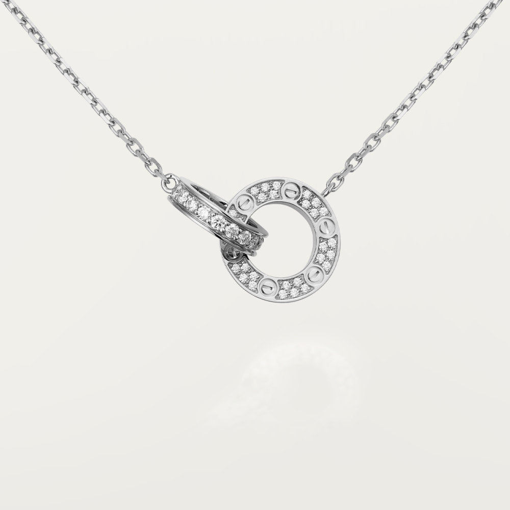 [Valéa jewellery]LOVE 7.6MM NECKLACE ROSE GOLD AND SILVER  FULL DIAMOND