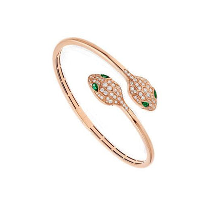 [Valéa jewellery]SERPENTI BRACELET PINK GOLD MALACHITE DIAMOND DOUBLE SNAKE