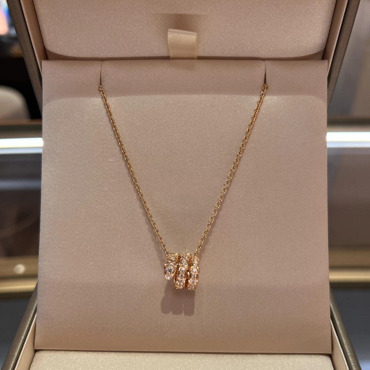 [valéa jewellery]SERPENTI PINK GOLD NECKLACE DOUBLE RING DIAMOND