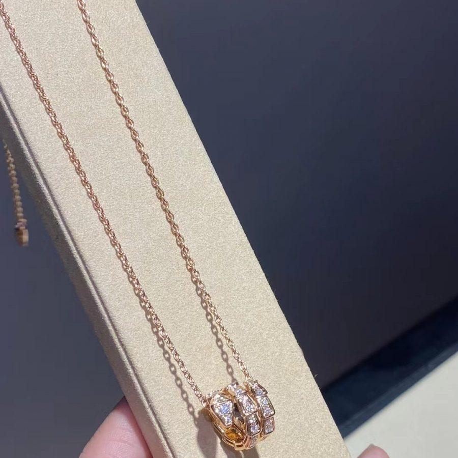 [valéa jewellery]SERPENTI PINK GOLD NECKLACE DOUBLE RING DIAMOND