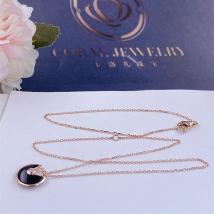 [Valéa jewellery]AMULETTE ROSE GOLD ONYX NECKLACE