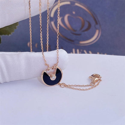 [Valéa jewellery]AMULETTE ROSE GOLD ONYX NECKLACE