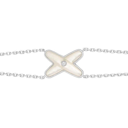 [Valéa jewellery]JEUX BRACELET WHITE MOP SILVER 1 DIAMOND