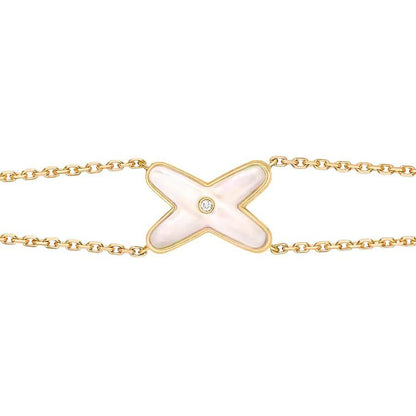 [Valéa jewellery]JEUX BRACELET WHITE MOP GOLD 1 DIAMOND