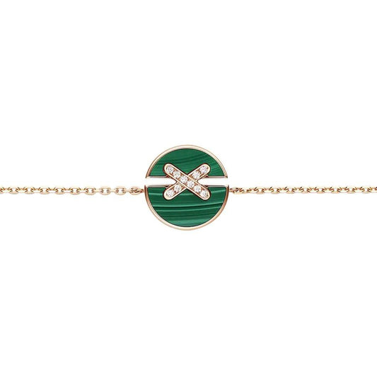 [Valéa jewellery]JEUX DE BRACELET MALACHITE PINK GOLD DIAMONDS