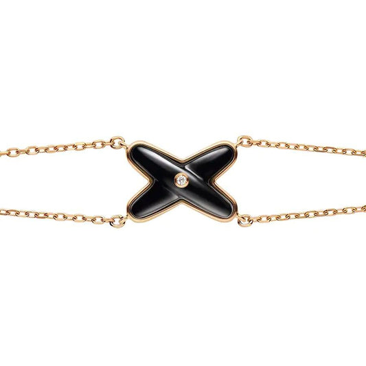 [Valéa jewellery]JEUX BRACELET ONYX PINK GOLD 1 DIAMOND