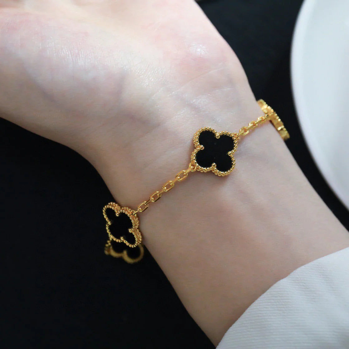 [Valéa jewellery]CLOVER  5 MOTIFS BLACK ONYX BRACELET