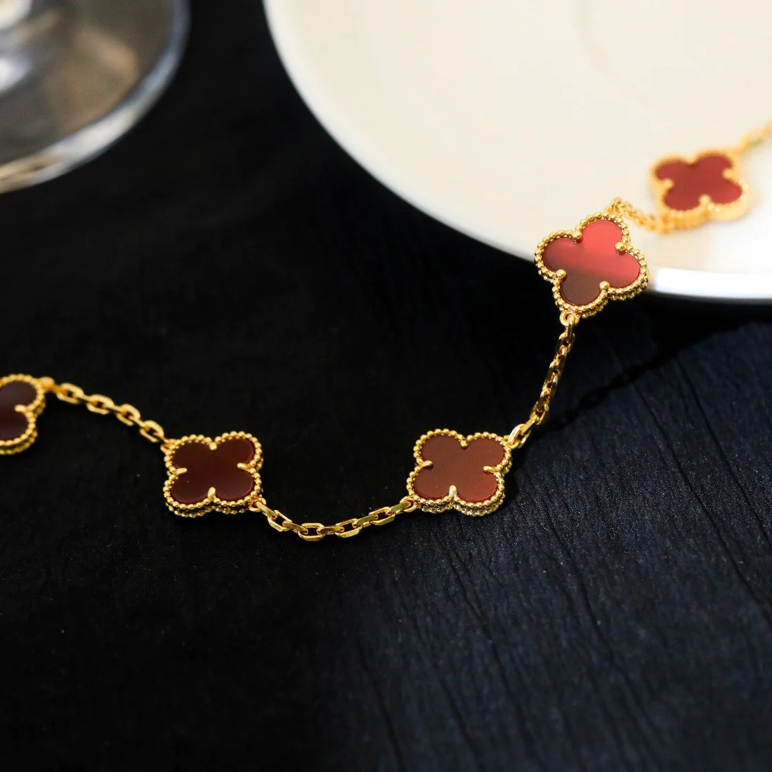 [Valéa jewellery]CLOVER 5 MOTIFS RED AGATE  BRACELET