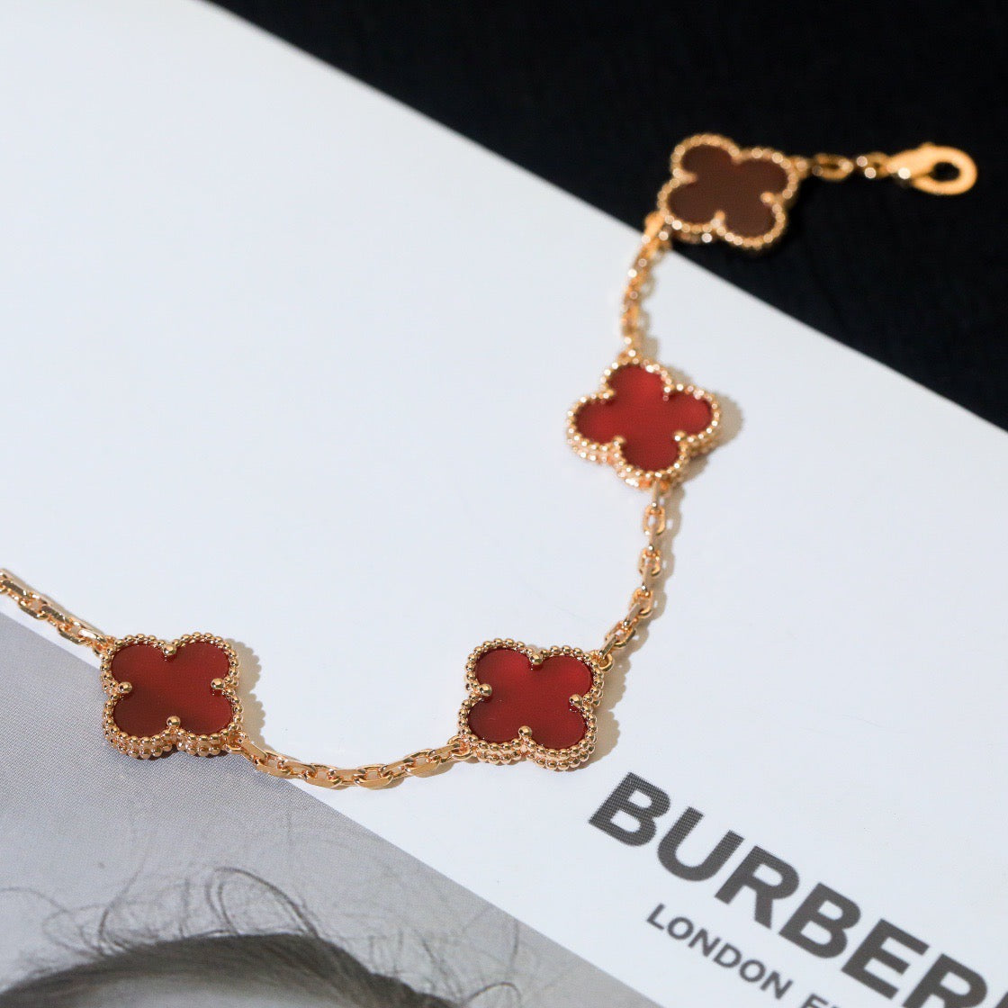 [Valéa jewellery]CLOVER 5 MOTIFS RED AGATE  BRACELET