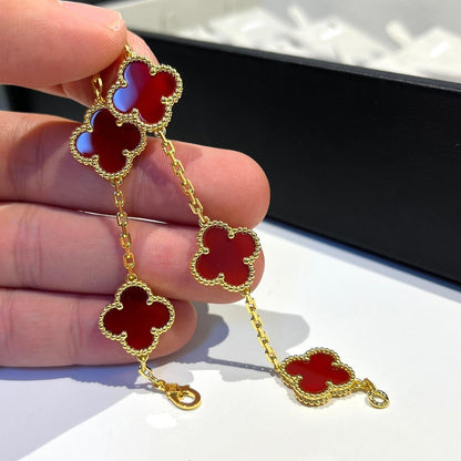 [Valéa jewellery]CLOVER 5 MOTIFS RED AGATE  BRACELET